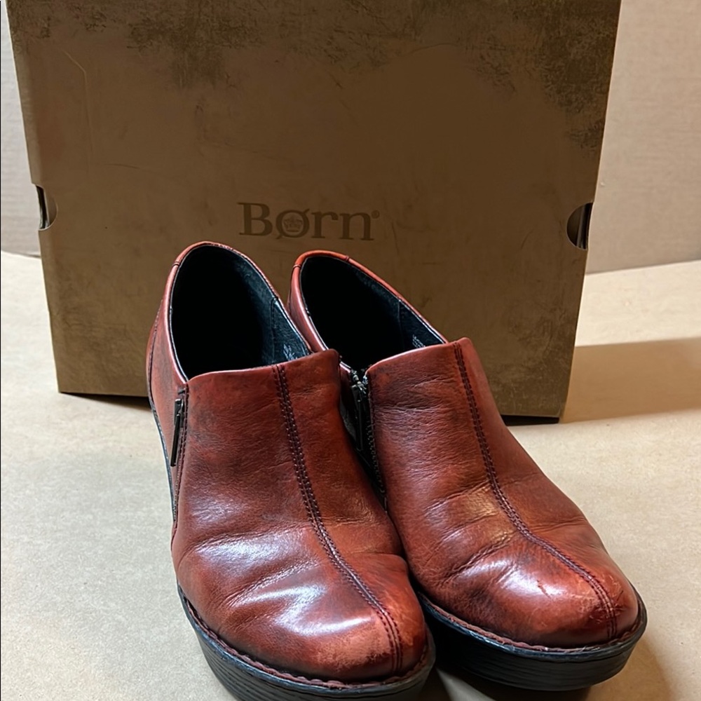 Born Brown Leather Loafers Slip-Ons